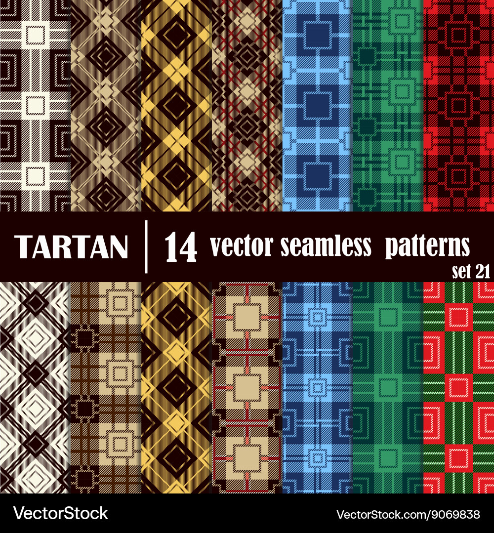 Set tartan seamless pattern in different colors vector image