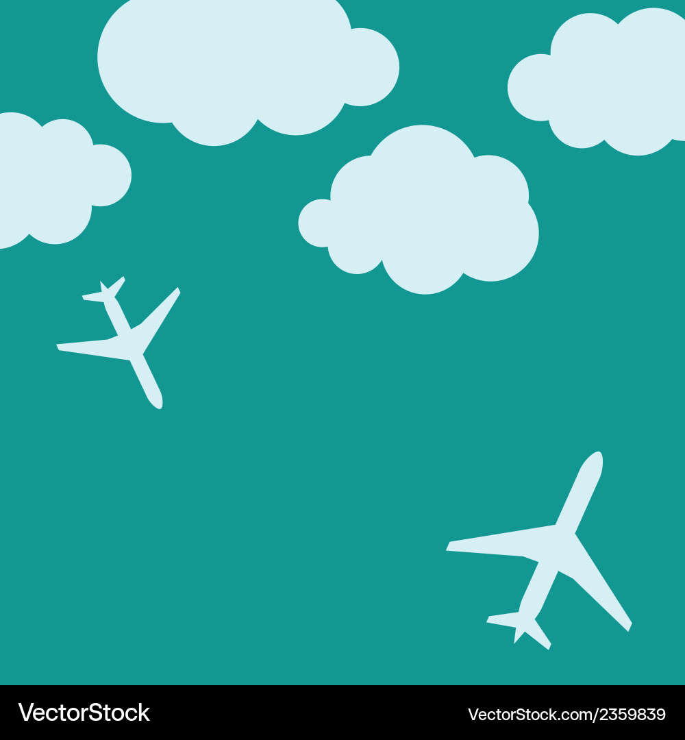 Abstract background with airplanes and clouds Vector Image