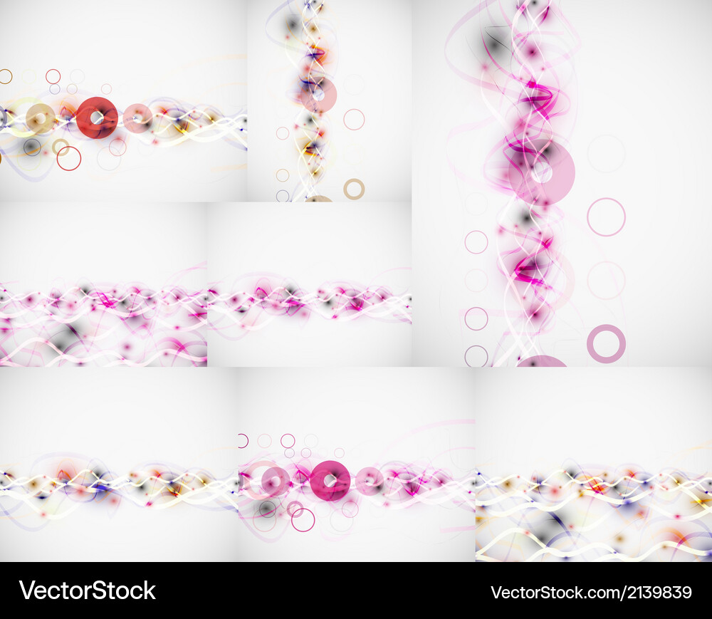 Circle and lines chaos background set Vector Image