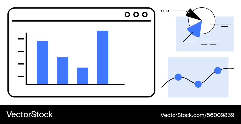 Data analytics dashboard with bar graph pie chart Data analytics dashboard with bar graph pie chart vector image