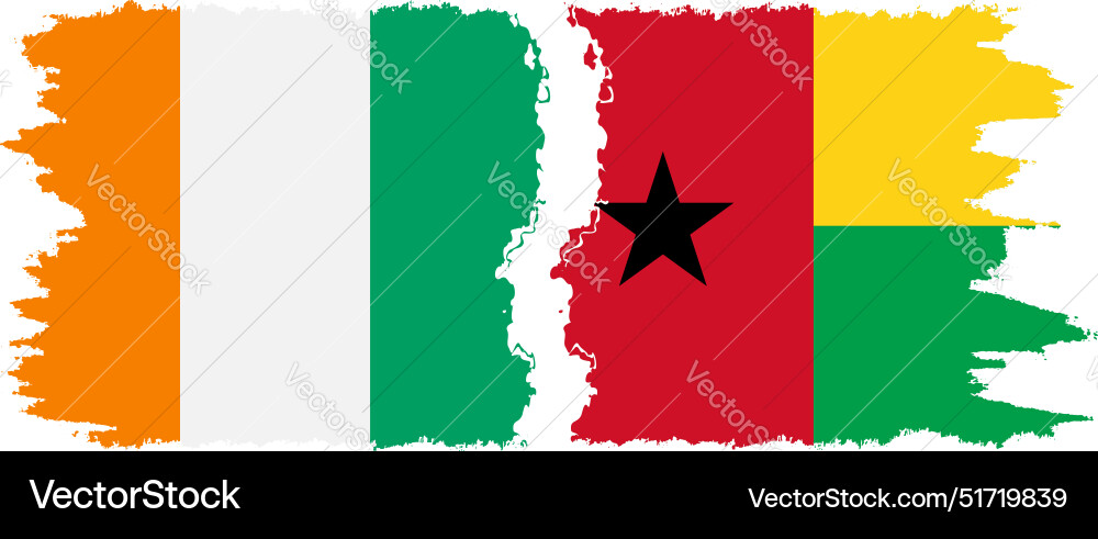 Guinea bissau and ivory coast grunge flags Guinea bissau and ivory coast grunge flags vector image