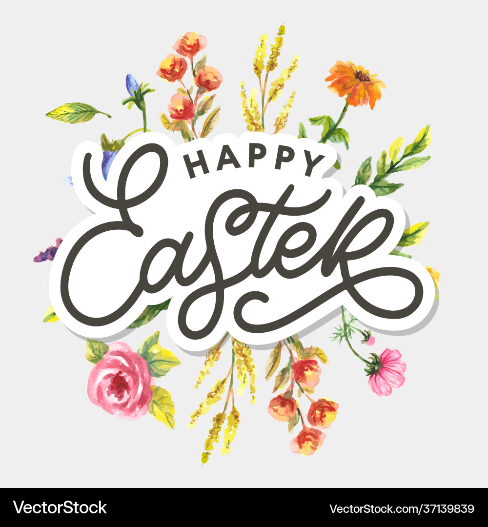 Happy easter hand sketched logotype badge Happy easter hand sketched logotype badge vector image
