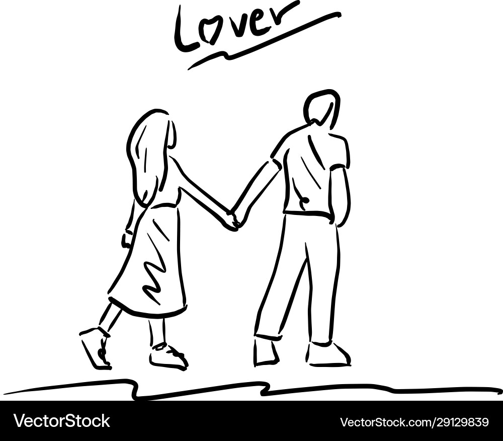 Man and woman holding walking together Man and woman holding walking together vector image