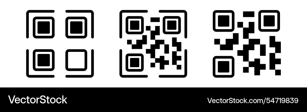 Qr code icon set scanner symbol Vector Image
