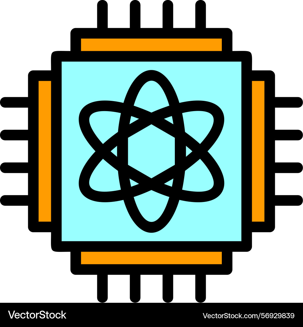 Quantum computing line filled style icon design vector image