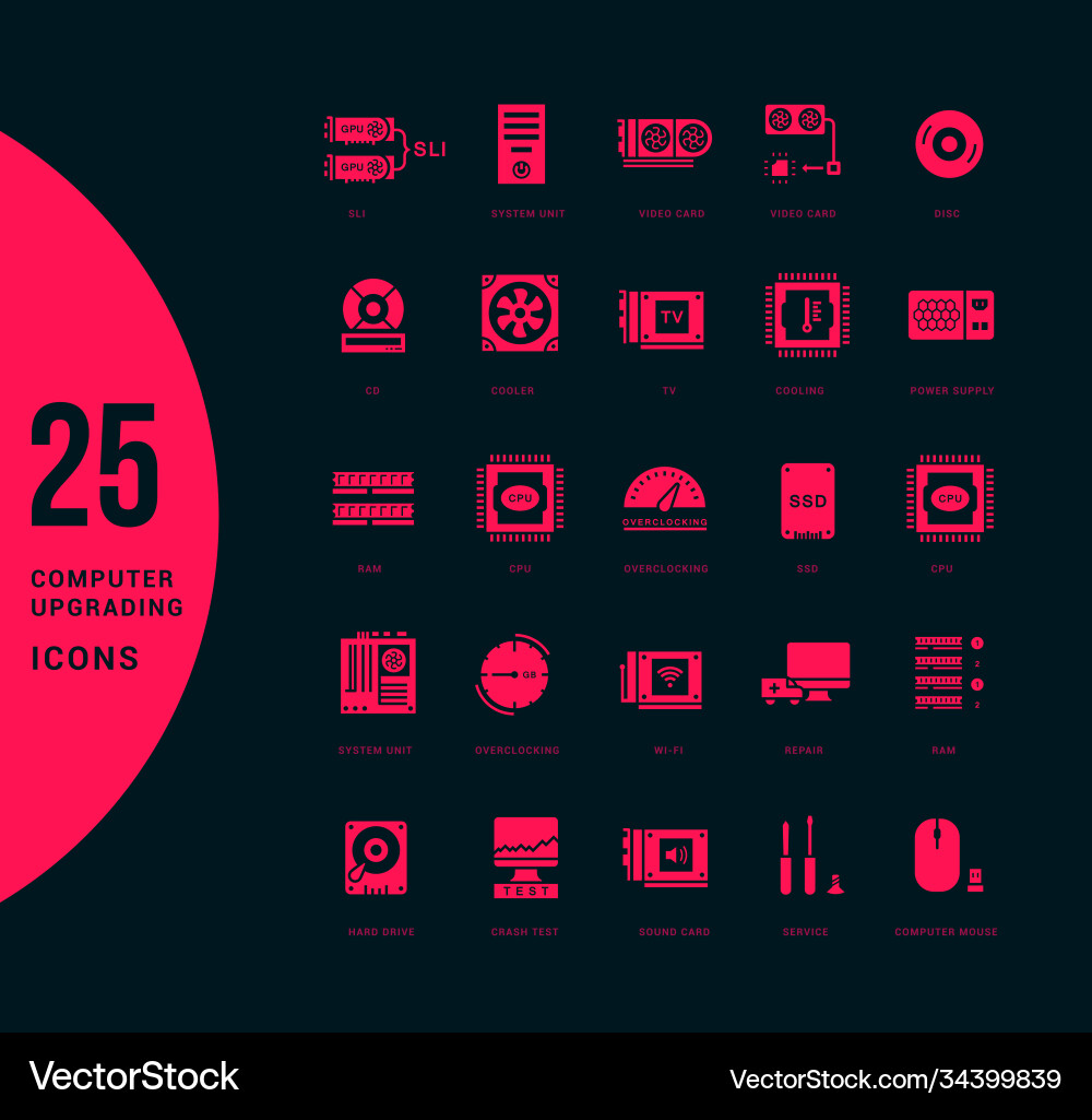 Set simple icons computer upgrading Set simple icons computer upgrading vector image