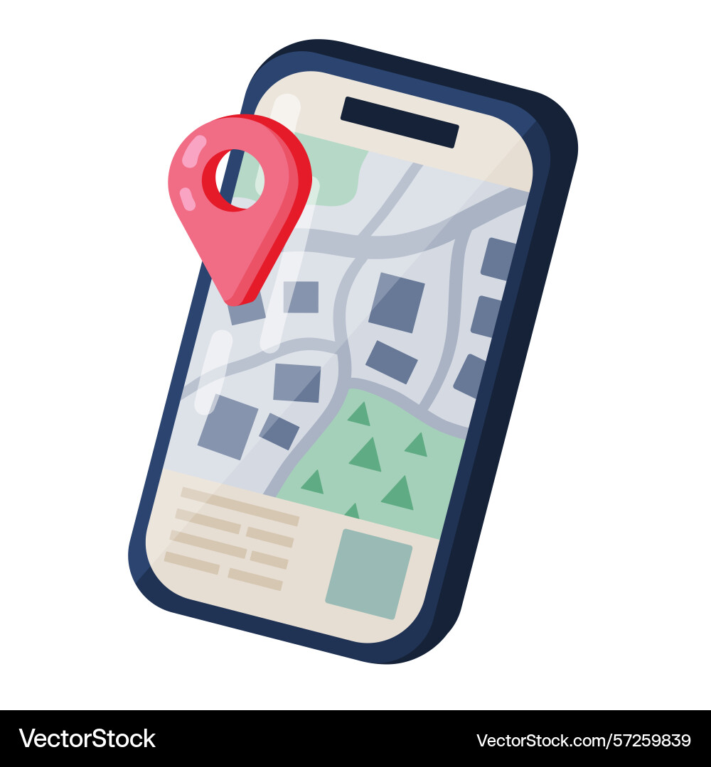 Smartphone navigation map pin locator app Smartphone navigation map pin locator app Vector Image
