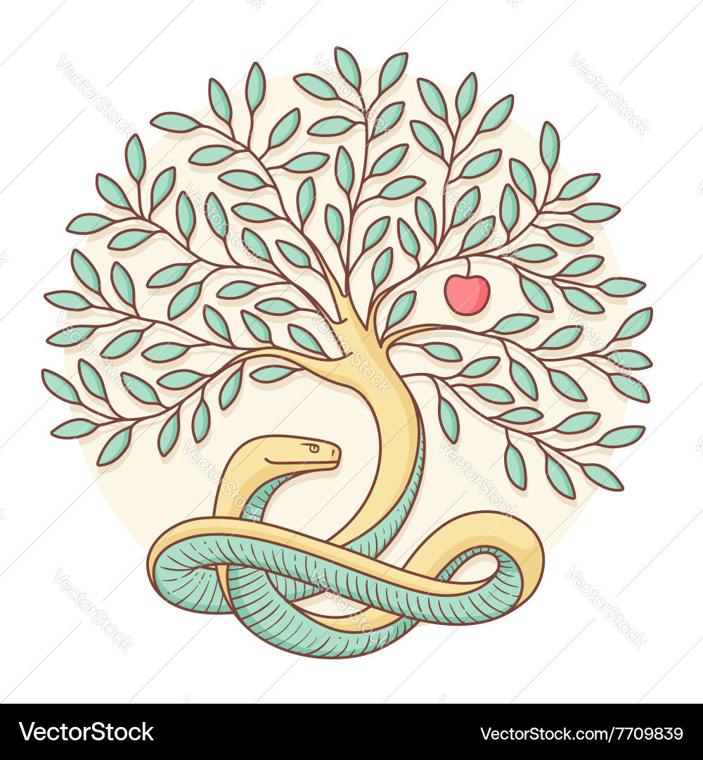 Tree of Knowledge with Serpent vector image