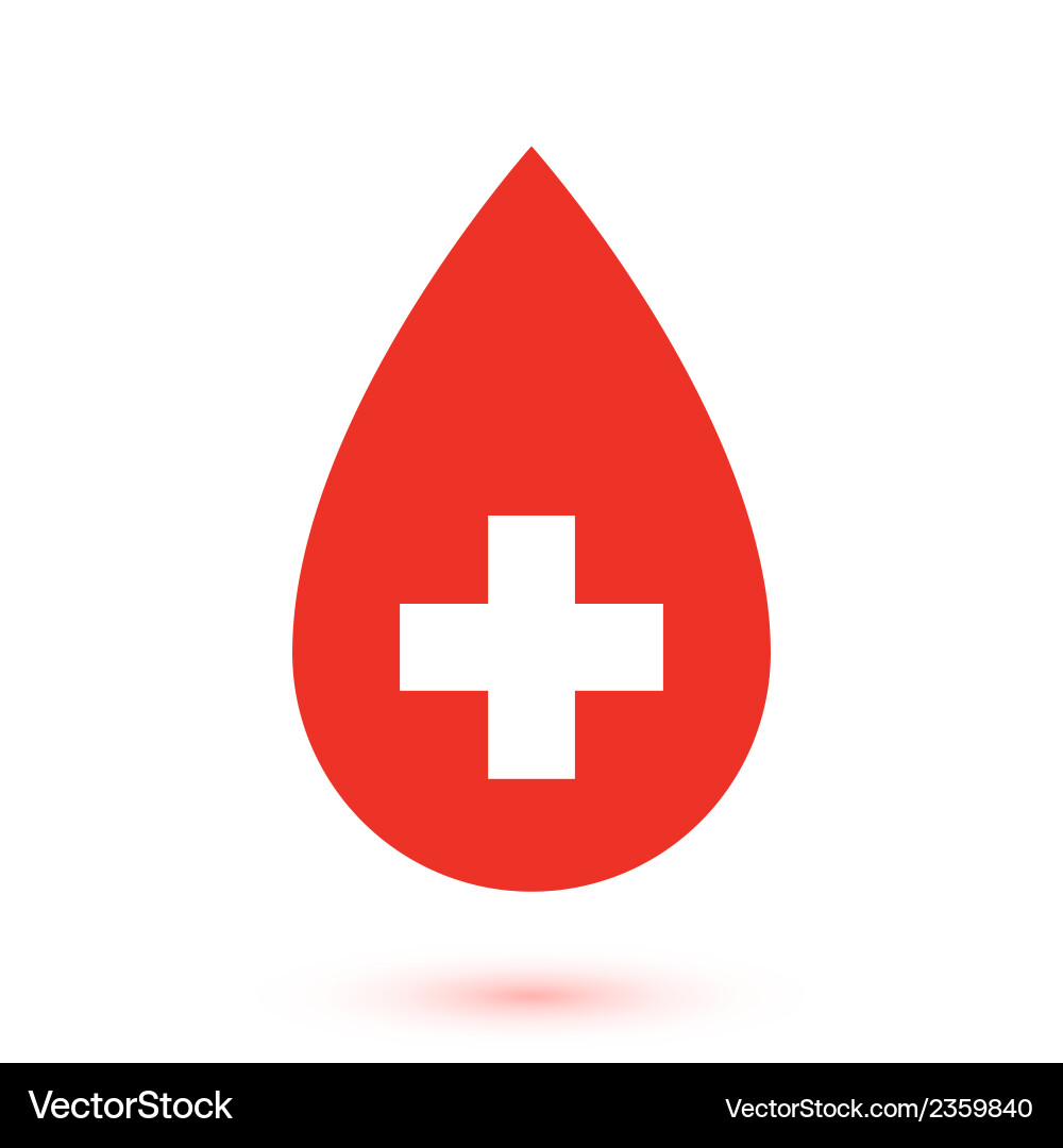 Abstract flat red drop with white cross inside Vector Image