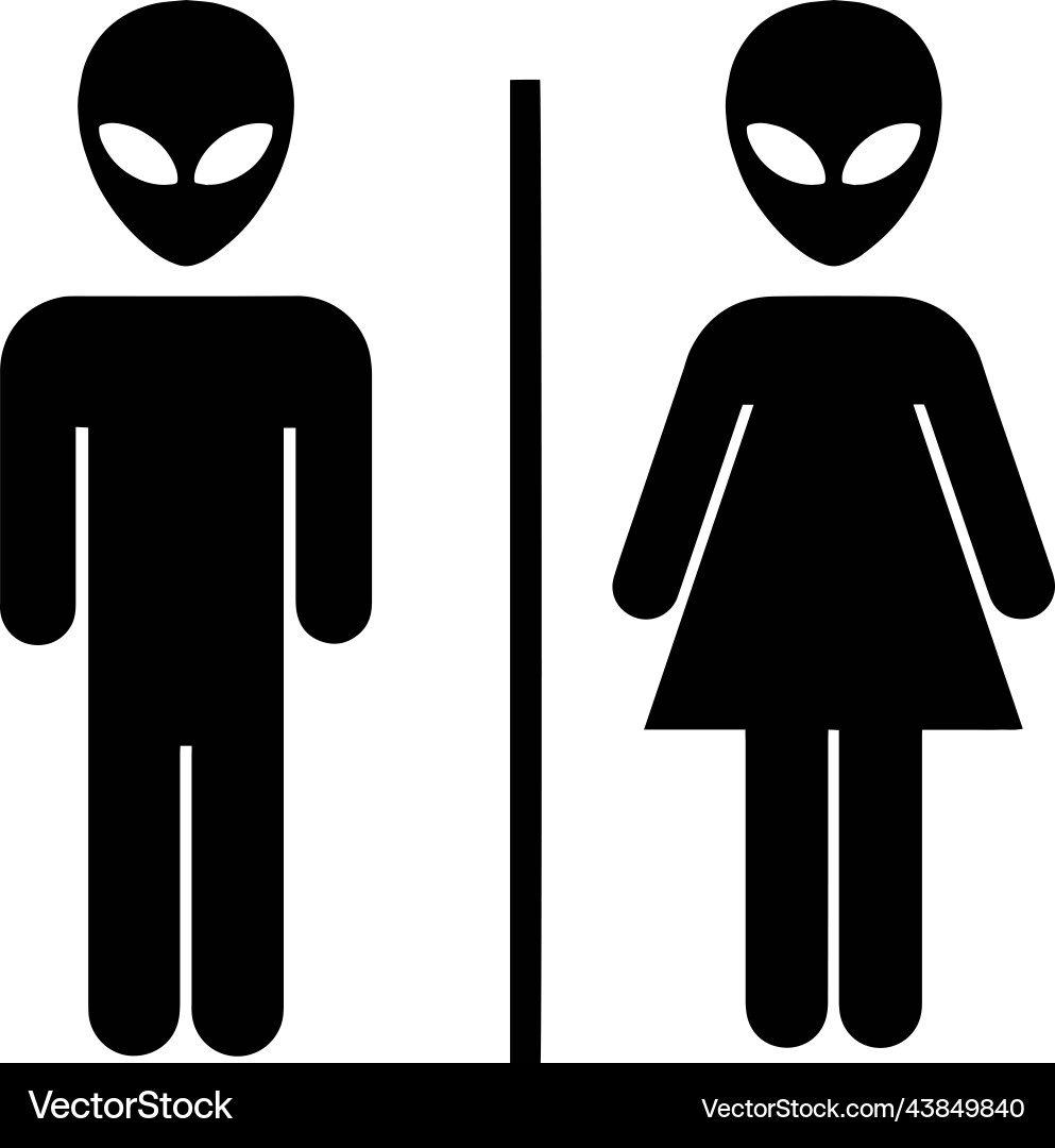 Alien couple funny restroom bathroom sign space Alien couple funny restroom bathroom sign space vector image