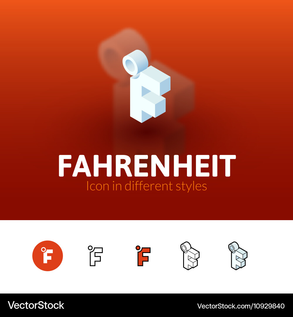 Fahrenheit icon in different style vector image