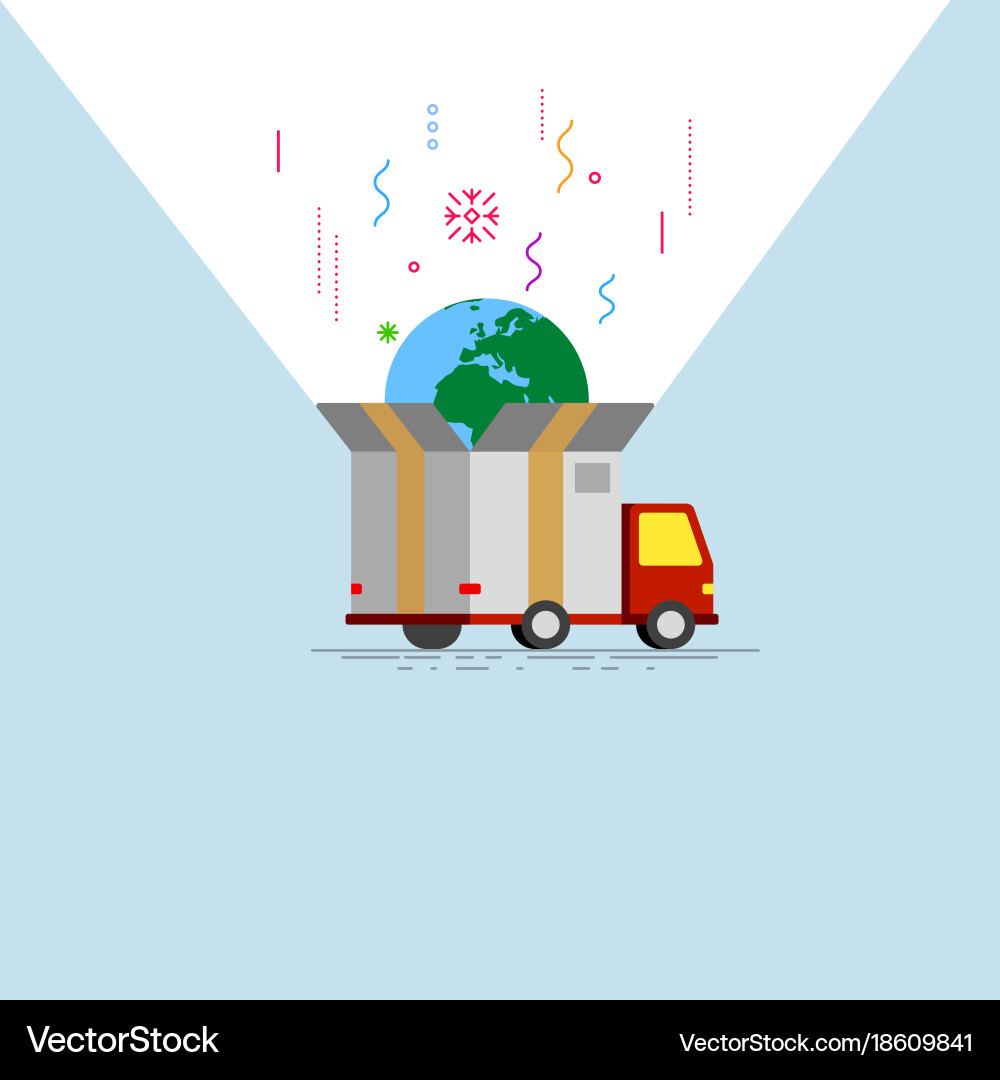 Abstract delivery truck with open box container Vector Image