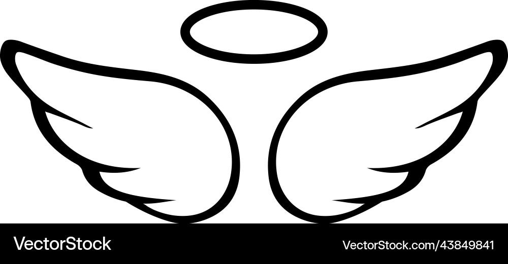 Angel wings with halo heaven symbol flight Angel wings with halo heaven symbol flight vector image