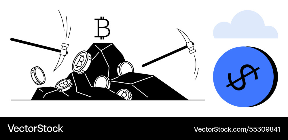 Bitcoin mining process and transition to cloud Bitcoin mining process and transition to cloud vector image