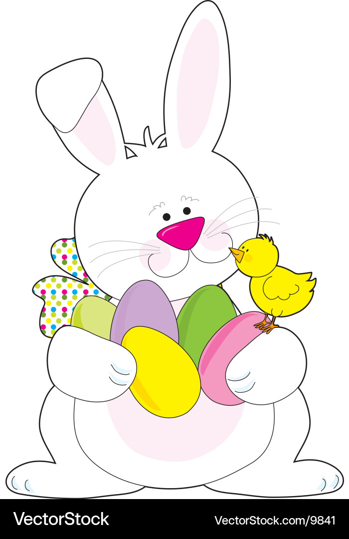 Cute Easter Bunny with Eggs Vector Image