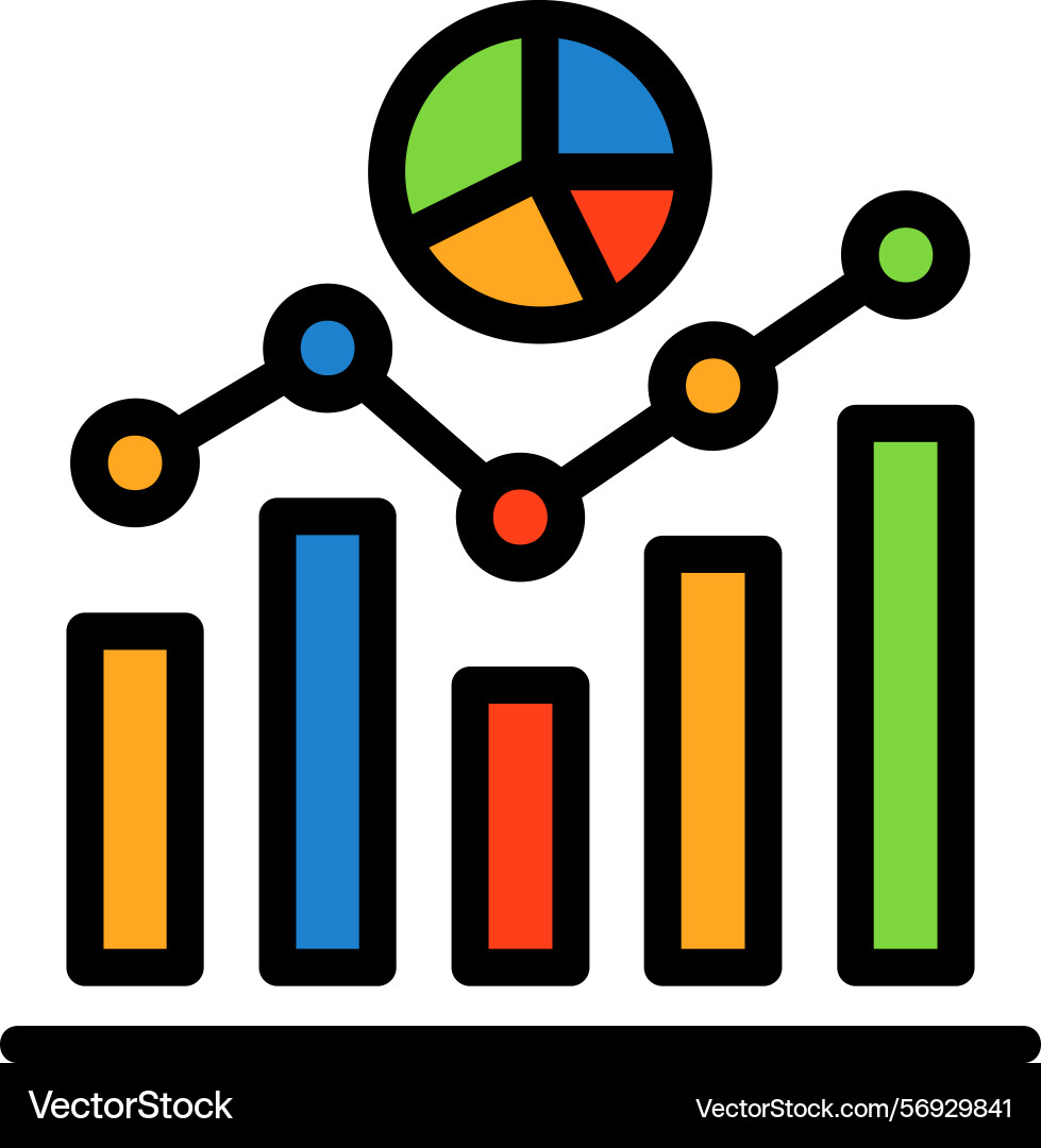 Data analytics line filled style icon design Vector Image