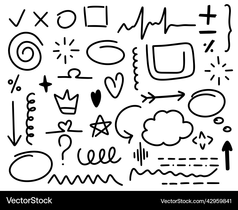 Doodle Style Element Set Vector Image