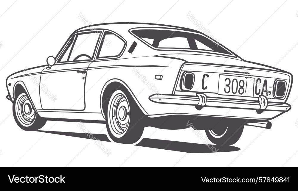 Retro car back view with distinctive tail lights Vector Image