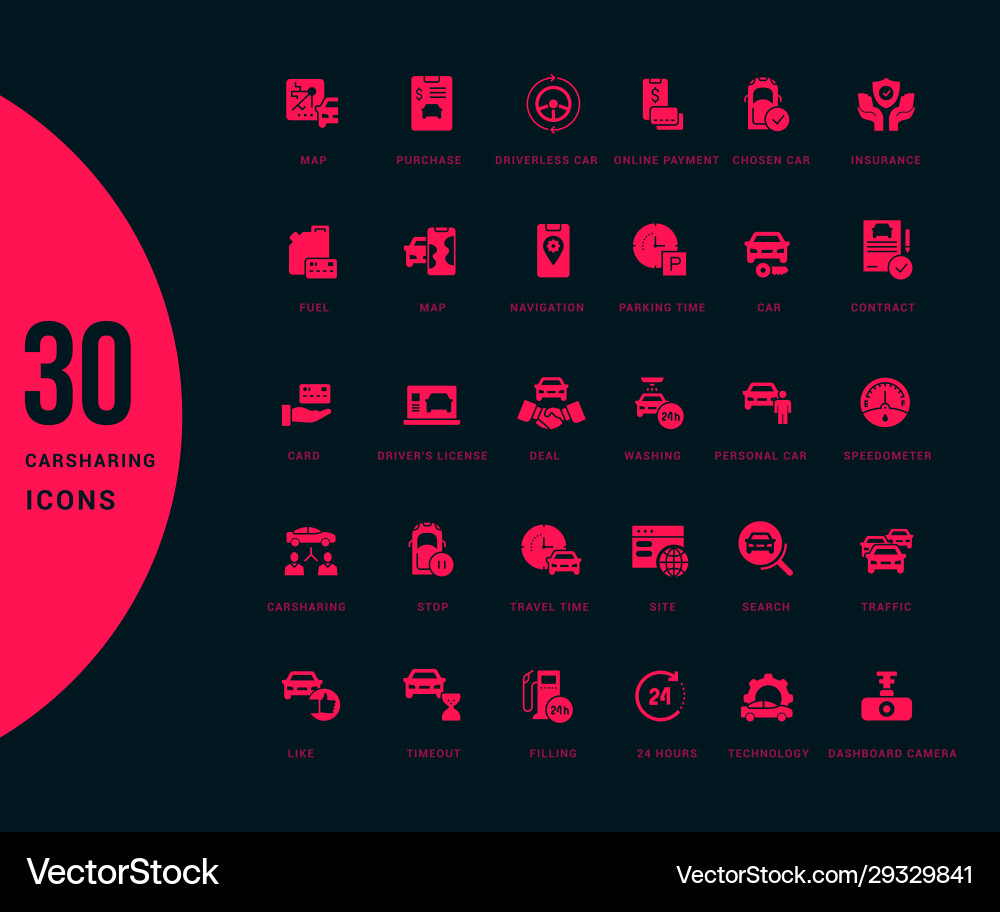 Set simple icons carsharing Set simple icons carsharing vector image