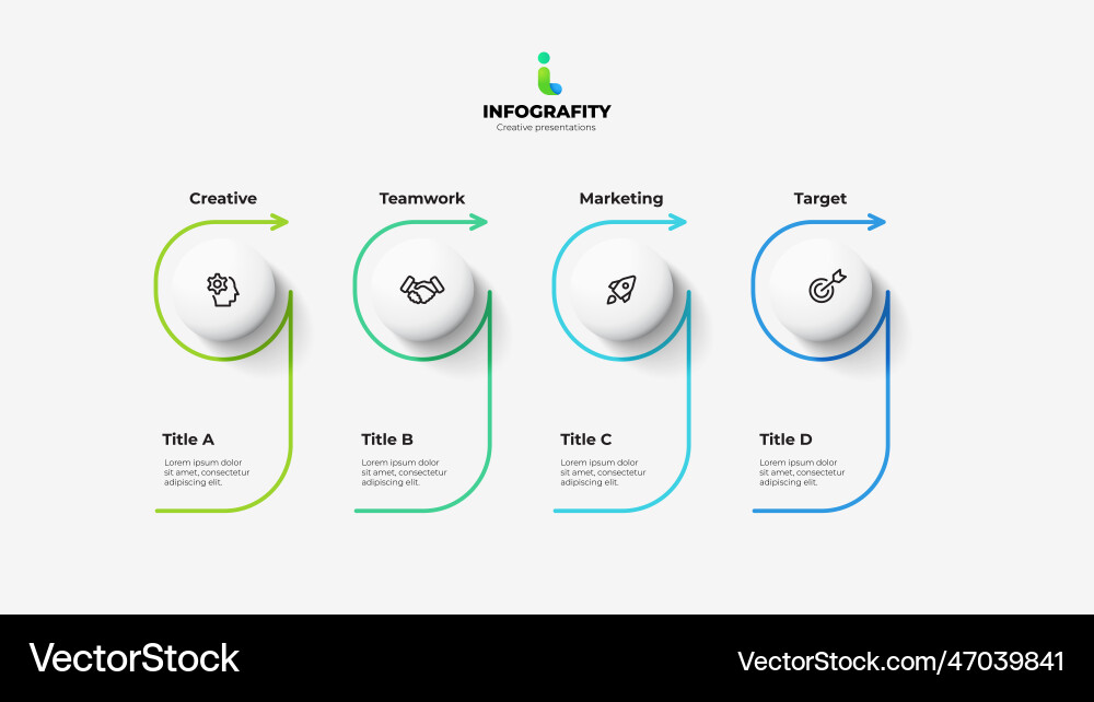 Thin lines with 4 options horizontal progress Thin lines with 4 options horizontal progress Vector Image