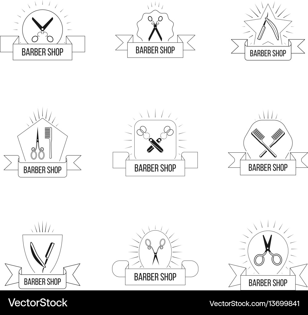 Vintage Hairdresser Logo Set Vector Image