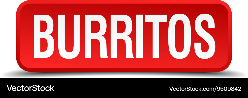 Burritos red three-dimensional square button Vector Image