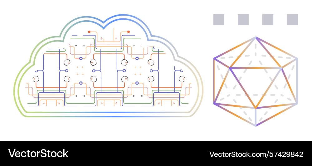 Cloud infrastructure connected by circuit patterns Cloud infrastructure connected by circuit patterns vector image