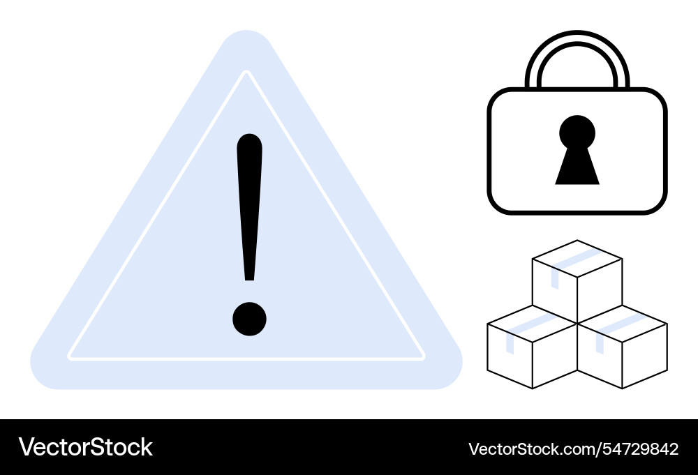 Exclamation mark in triangle with padlock vector image
