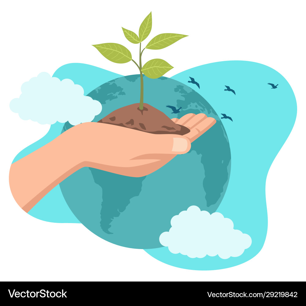 Hand Holding Seedling - Earth Day vector image