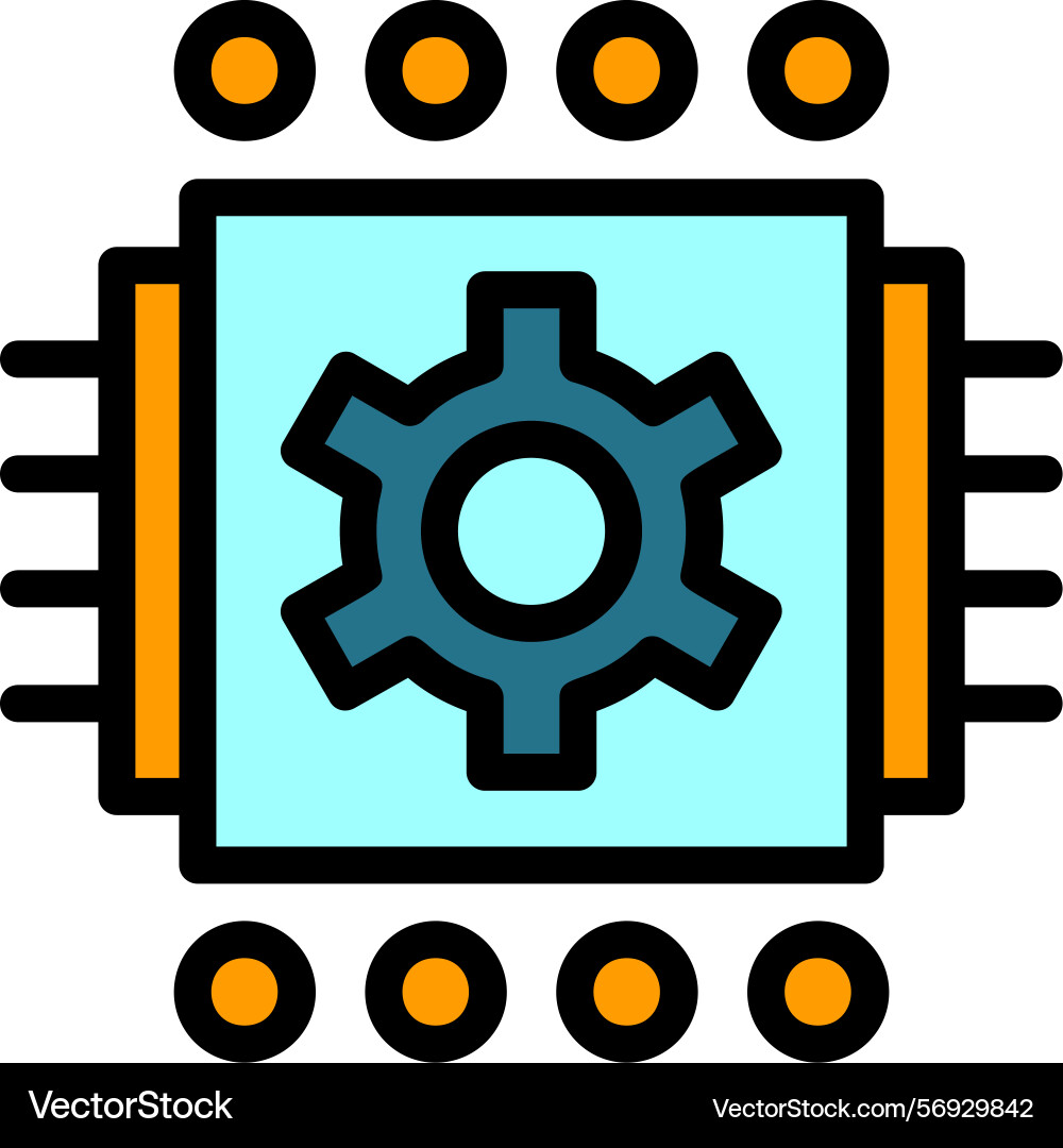 Machine learning line filled style icon design Vector Image