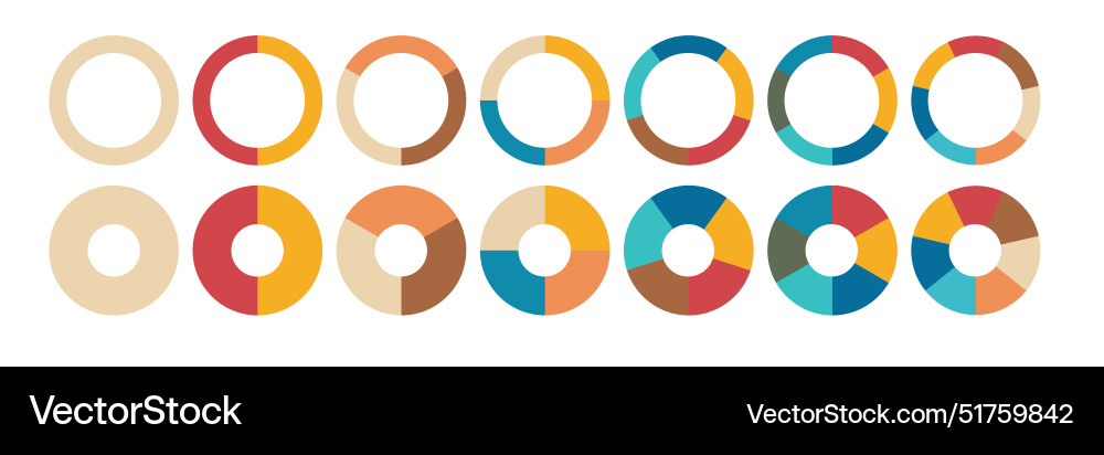 Pie charts diagrams different color circles Vector Image