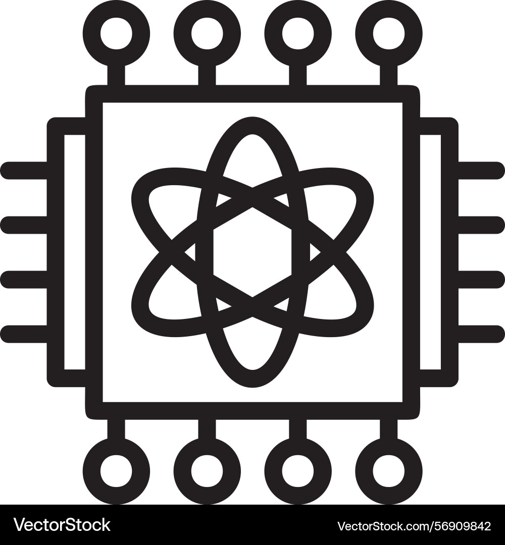 Quantum processor linear style icon design vector image