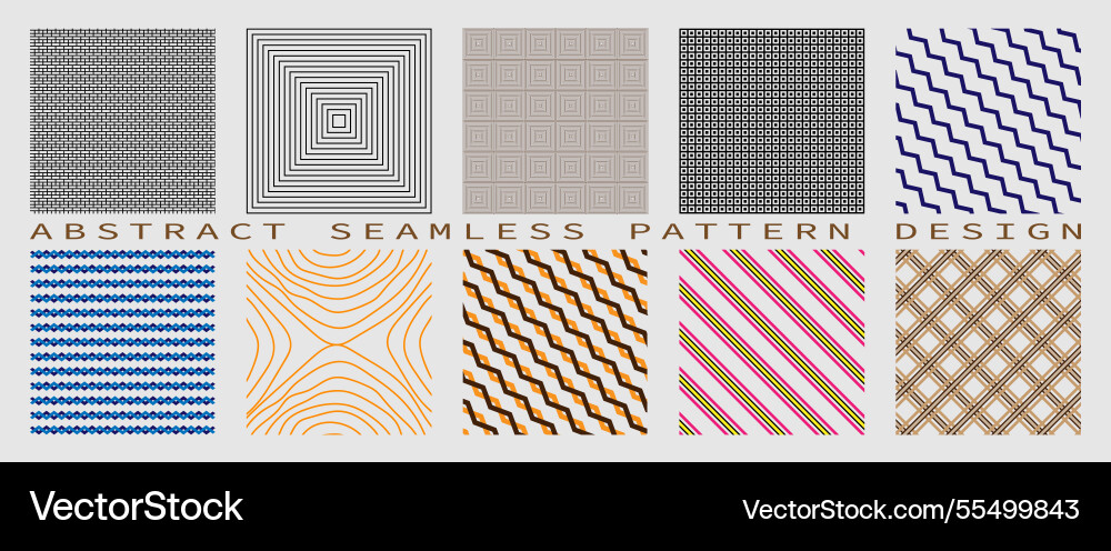 Abstract pattern set with six unique geometric Vector Image