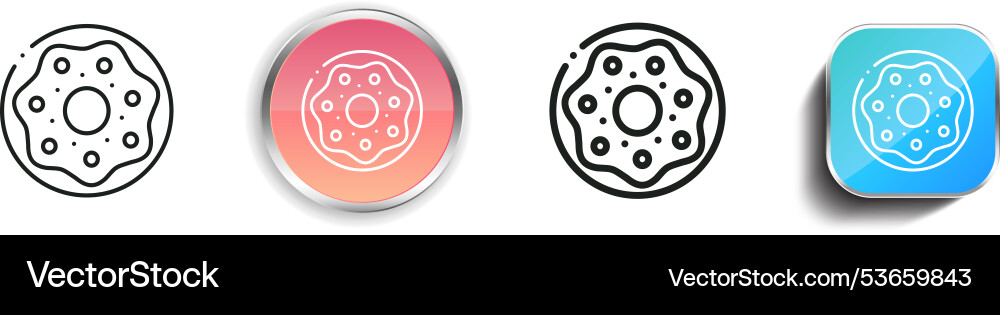 Donut icon thin linear regular and button style vector image