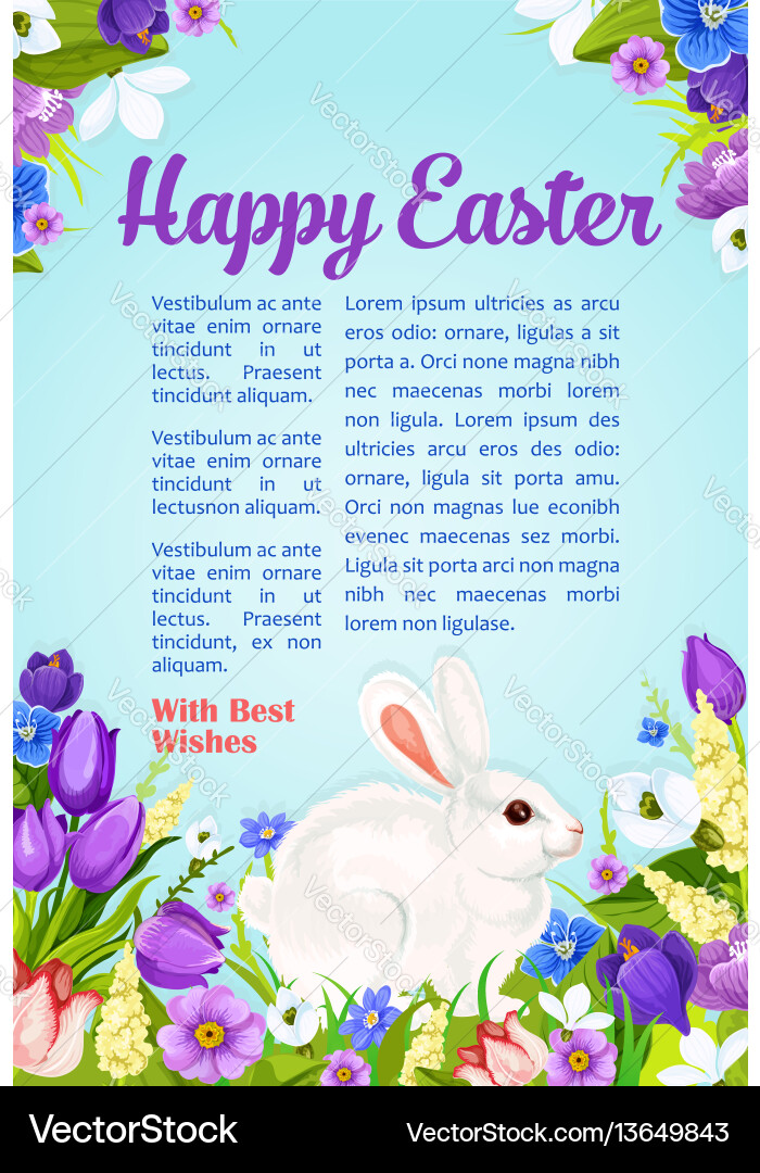 Easter Floral Wishes Poster Vector Image