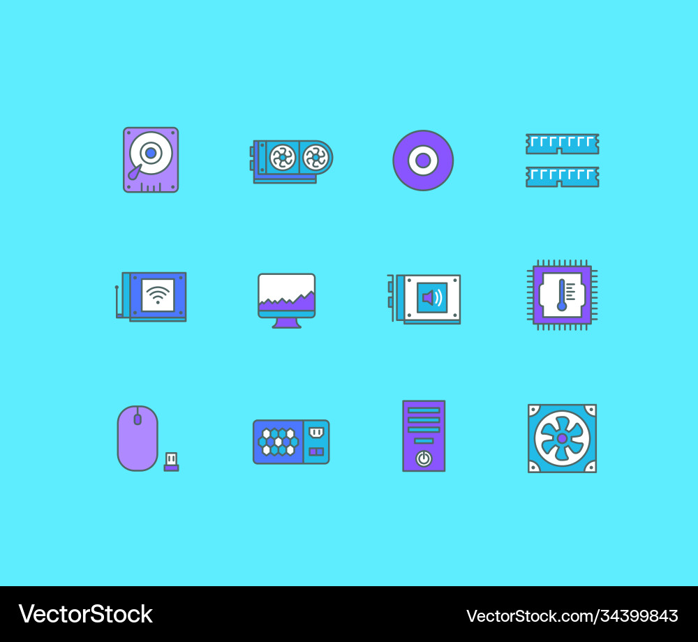 Einfache Zeilensymbole Computer-Upgrading einstellen Einfache Zeilensymbole Computer-Upgrading einstellen vektorbild