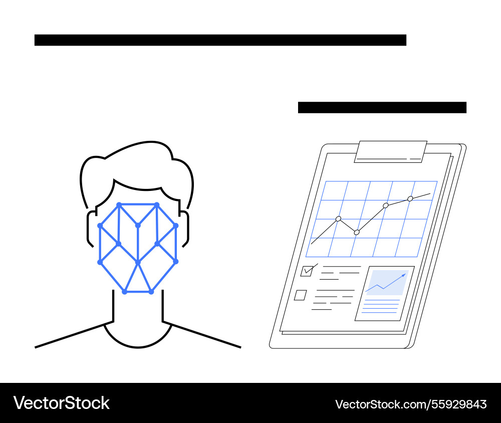 Facial recognition technology with data analytics vector image