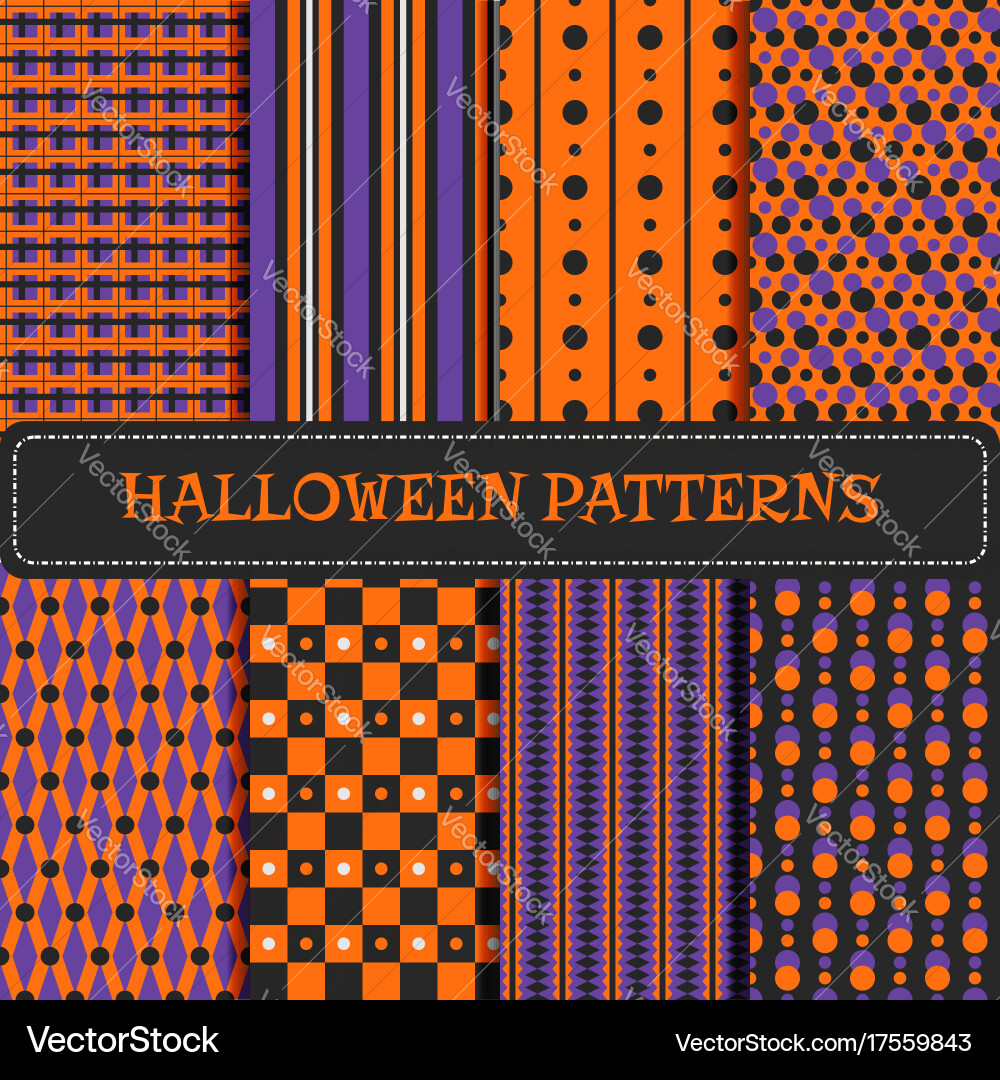 Halloween Patterns - Dots & Checkers vector image