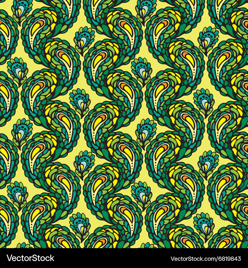 Peacock Feather Seamless Pattern Vector Image