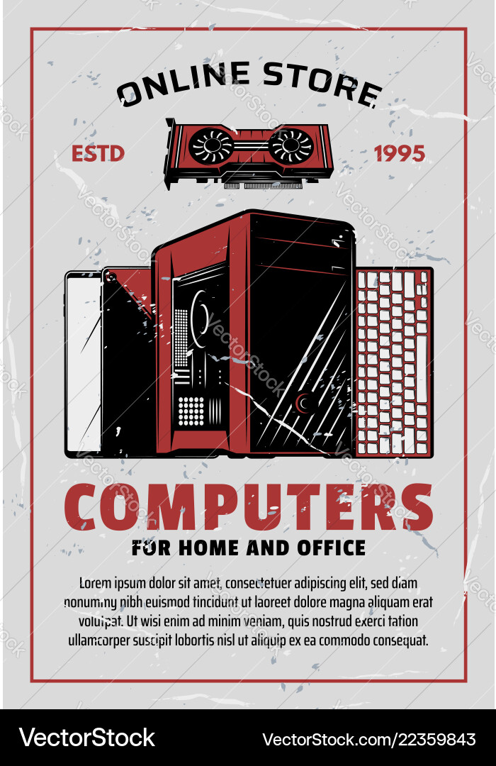 Retro Computer & Tech Store vector image