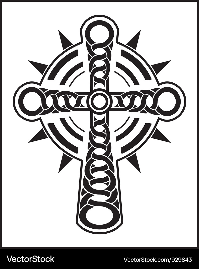 Schwarzes religiöses Kreuz Emblem Vektorbild