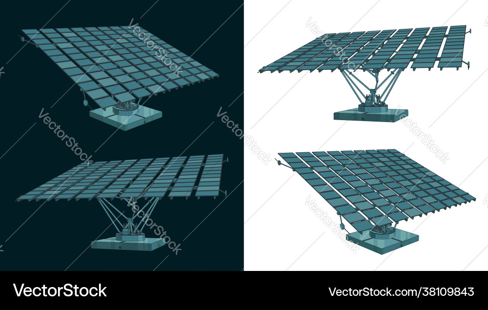 Solar panels with automatic positioning system Solar panels with automatic positioning system vector image