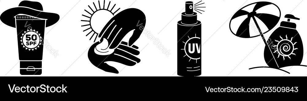 Sunscreen icons set simple style Sunscreen icons set simple style vector image