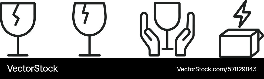 Symbole von zerbrechlichen Gegenständen und Handhabungsanweisungen Symbole von zerbrechlichen Gegenständen und Handhabungsanweisungen vektorbild