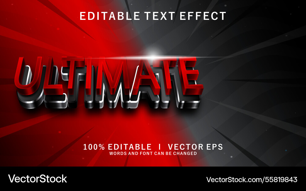 Ultimate 3d text effect with modern style design Ultimate 3d text effect with modern style design Vector Image