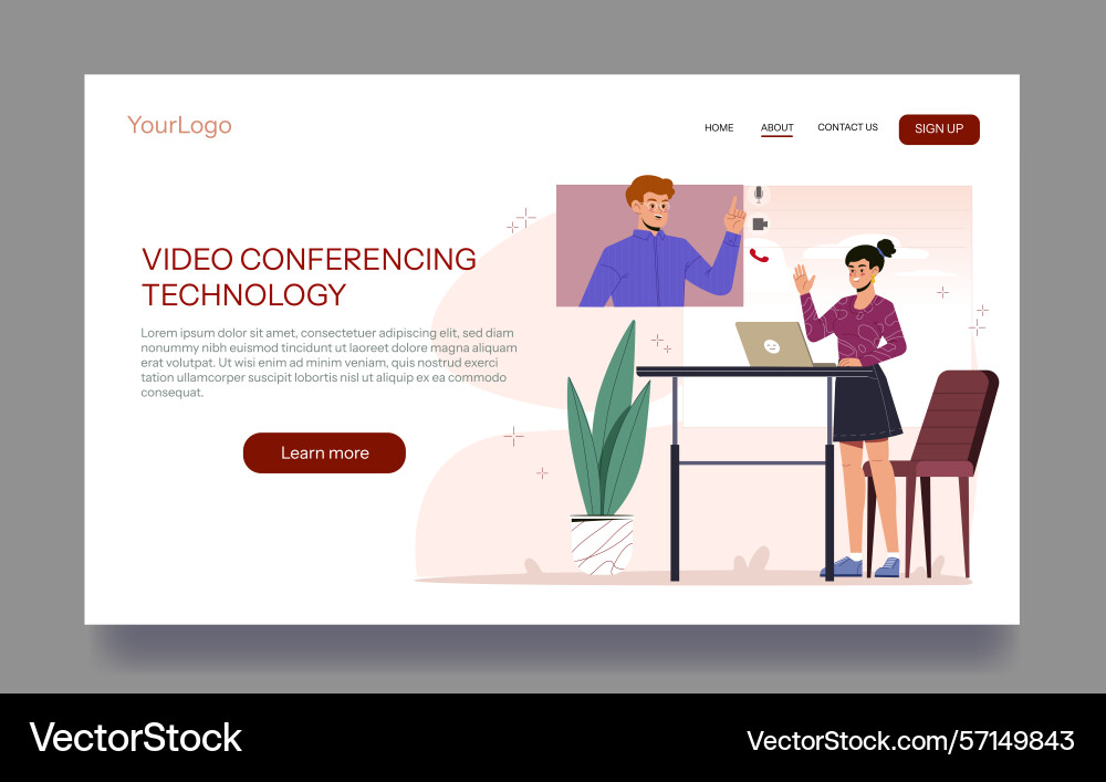 Video conferencing web interface screen Video conferencing web interface screen vector image