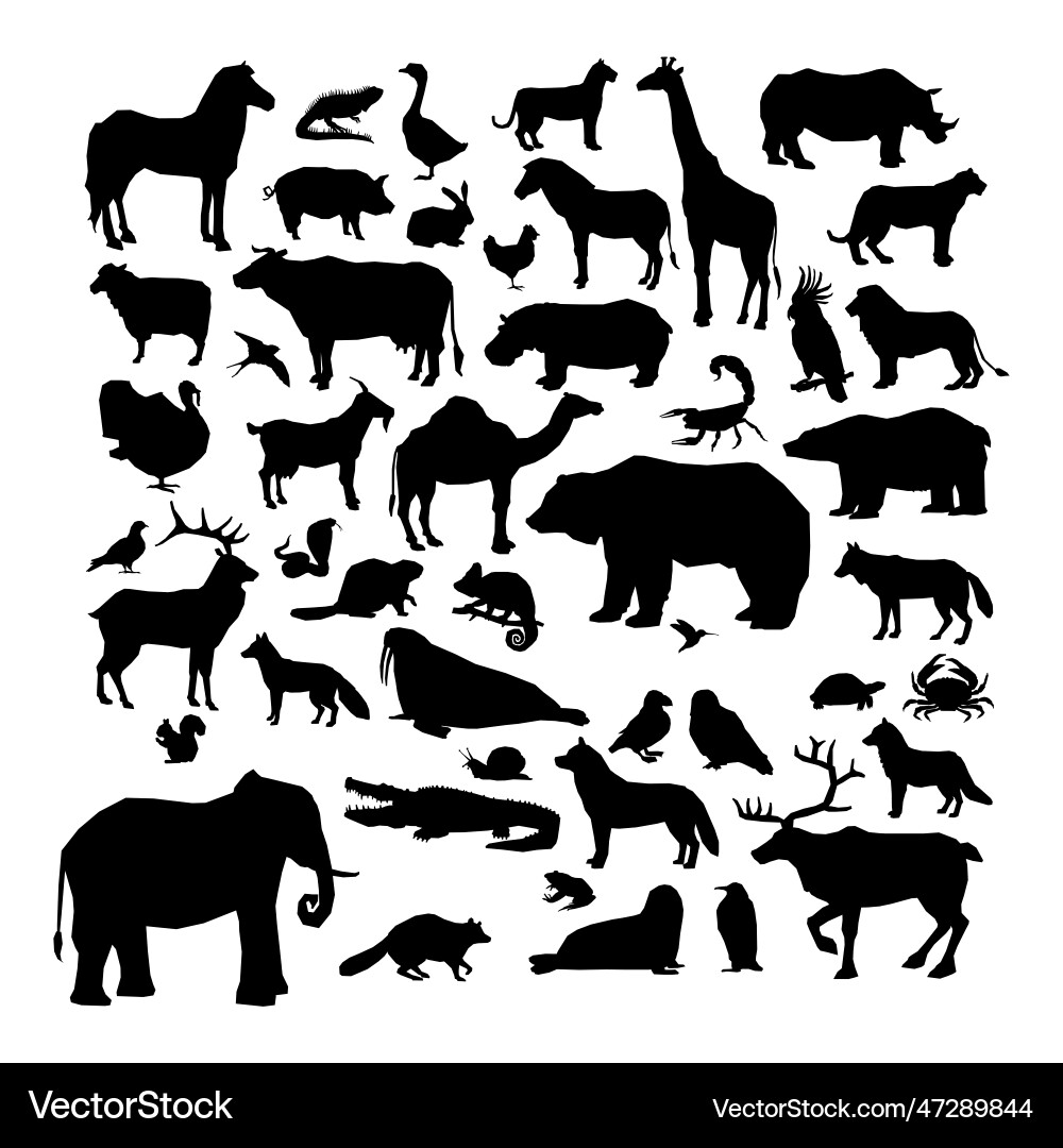 Animal Silhouettes Set Vector Image