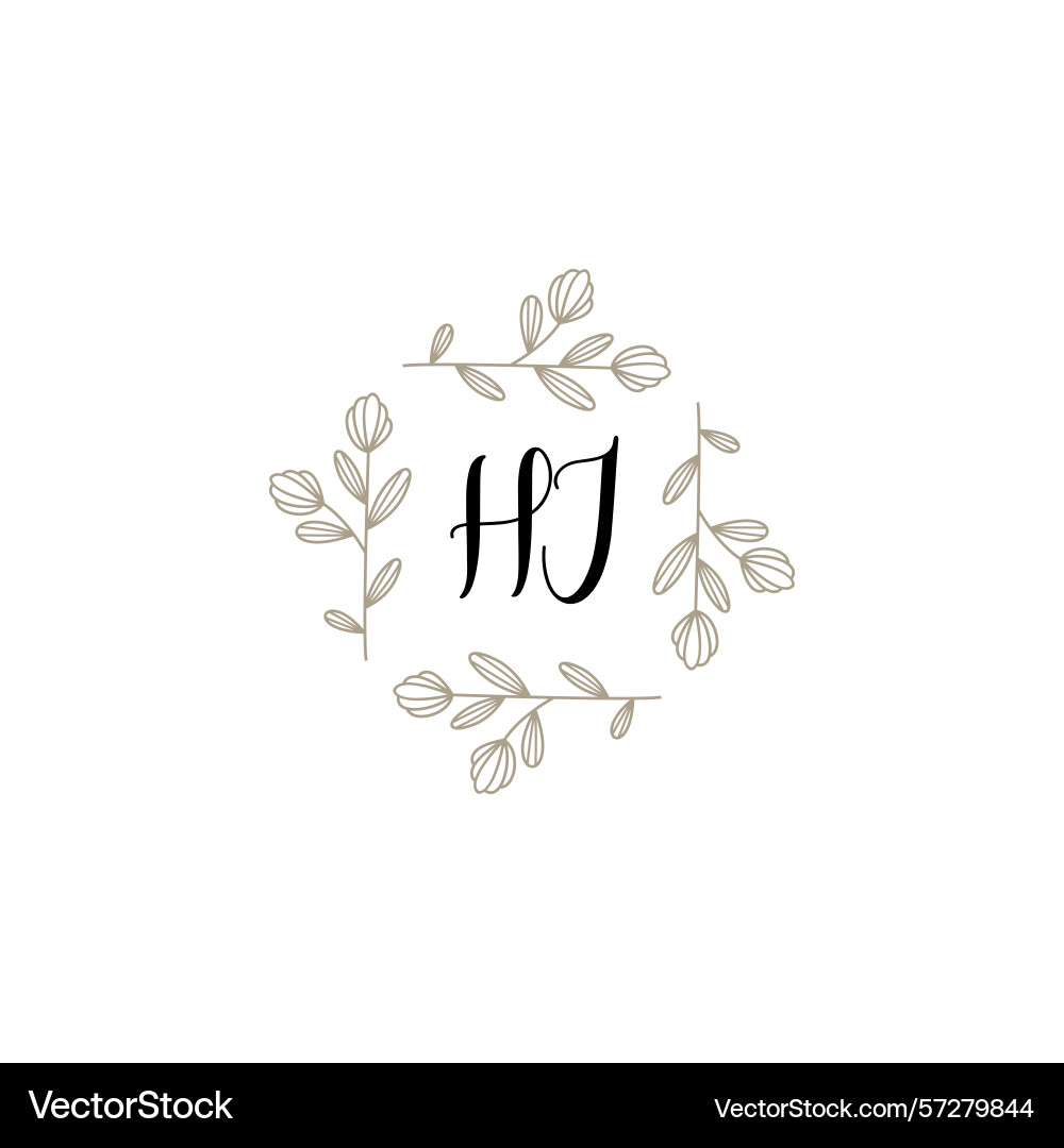 Botanical monogram logos with initial hj Botanical monogram logos with initial hj Vector Image