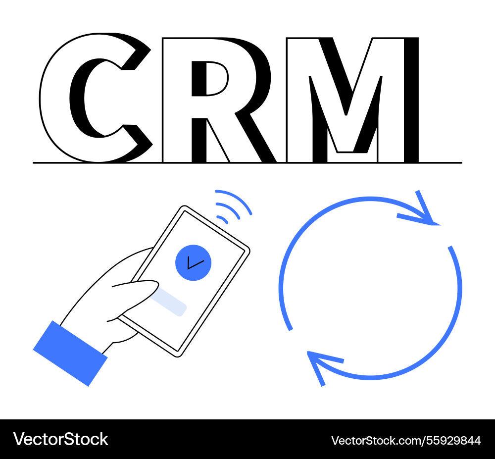 Crm concept with mobile integration and workflow Crm concept with mobile integration and workflow vector image