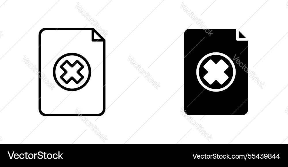 Delete document icons stroke line and black solid Delete document icons stroke line and black solid vector image